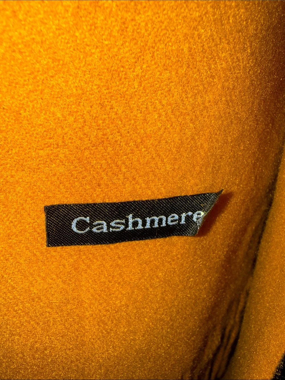 Cashmere Embroidered Shawl Wrap Scarf Mustard Gold Floral Pomegranate⁠